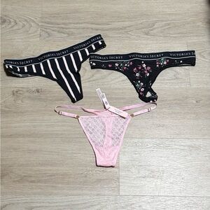 Victoria's Secret Girls' 3-Pack Thongs - Black & Pink